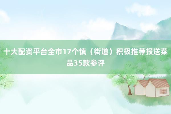 十大配资平台全市17个镇（街道）积极推荐报送菜品35款参评