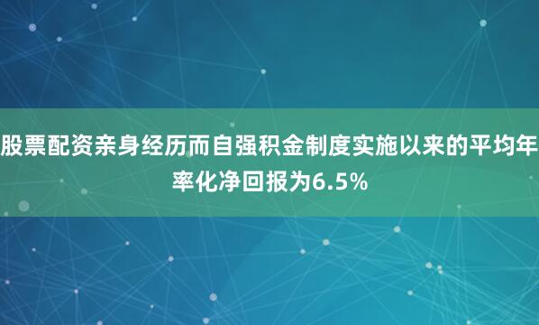 股票配资亲身经历而自强积金制度实施以来的平均年率化净回报为6.5%