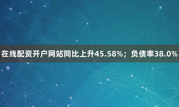 在线配资开户网站同比上升45.58%；负债率38.0%