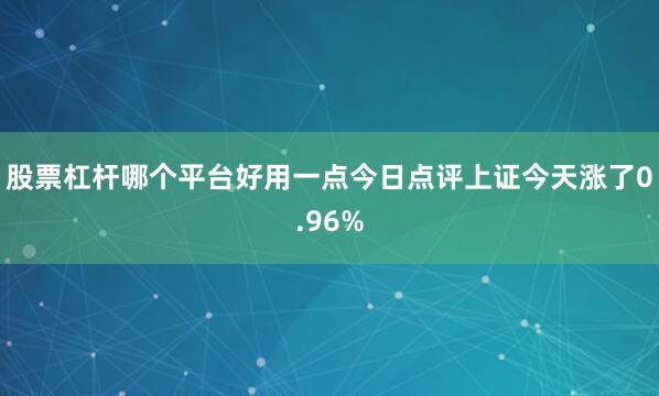股票杠杆哪个平台好用一点今日点评上证今天涨了0.96%